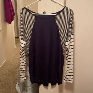 Navy Blue Plus Size Long Sleeve